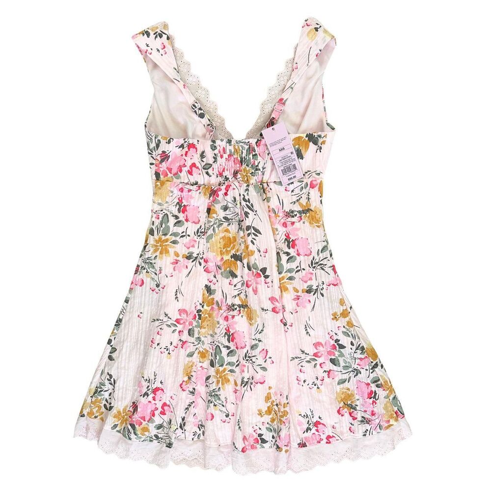 SALE!! Wild Fable, Button-Front Mini Empire Waist Dress, Pink Floral, Size XXS - Picture 4 of 10